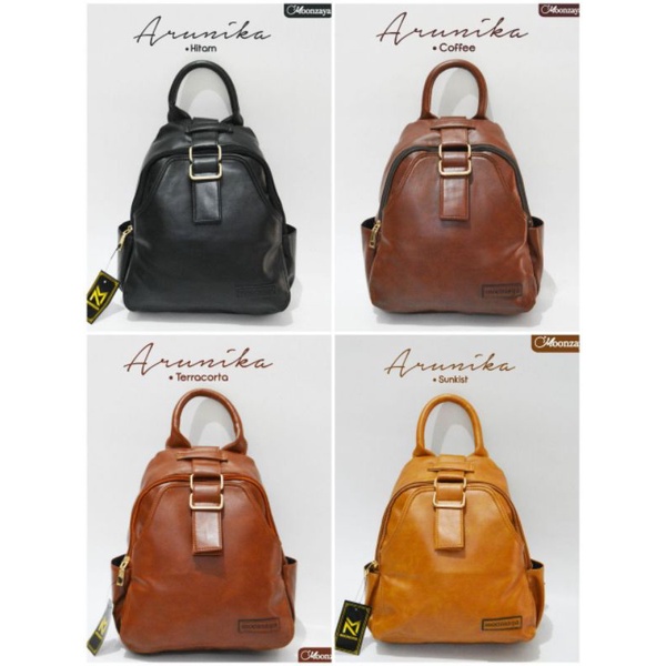 MOONZAYA ARUNIKA TAS RANSEL WANITA BAGPACK ORIGINAL SIMPLE MODIS KEKINIAN BAHAN SINTETIS