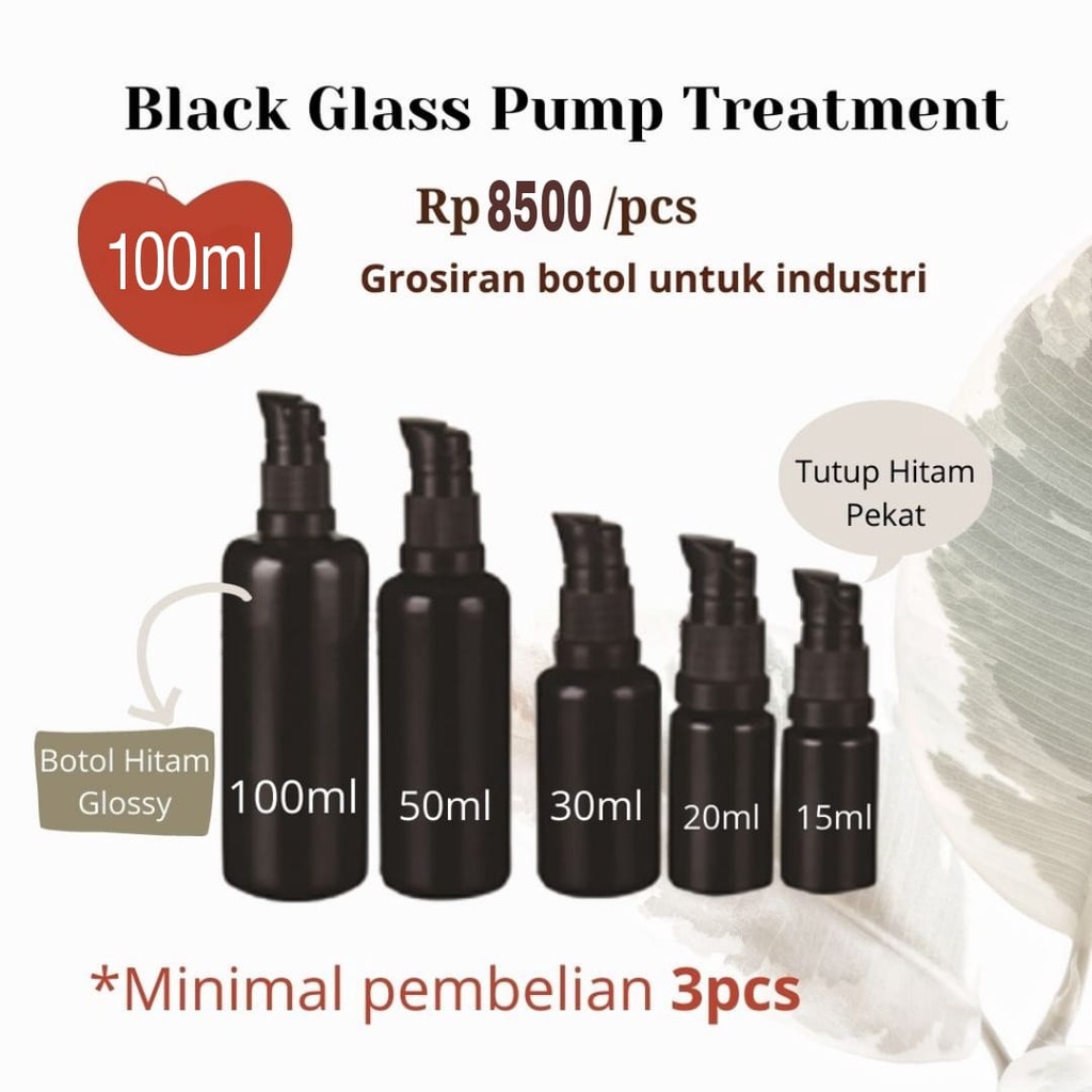 Botol Kaca Hitam Botol Pump Kaca Hitam Botol Hitam Skincare Botol Skincare Black 100ml Botol Kosmeti