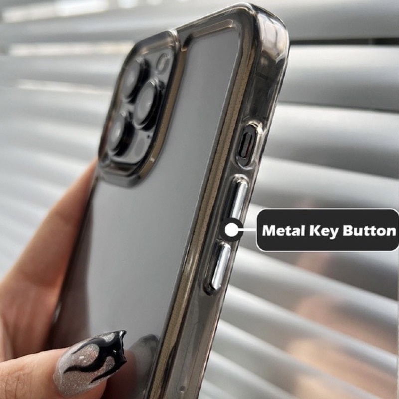 (Free Sticker Apple) Upgrade! Case HD Acrylic Metal Key Button High Quality Hard Case Clear Case Space Case Protection Camera Military Drop Shockproof Compatible For 14 Pro Max 13 Pro Max 12 Pro Max 11 Pro Max XR