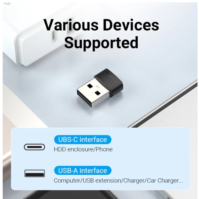 Vention Adapter USB A 2.0 3.0 to Type C Female Converter Mini 3A