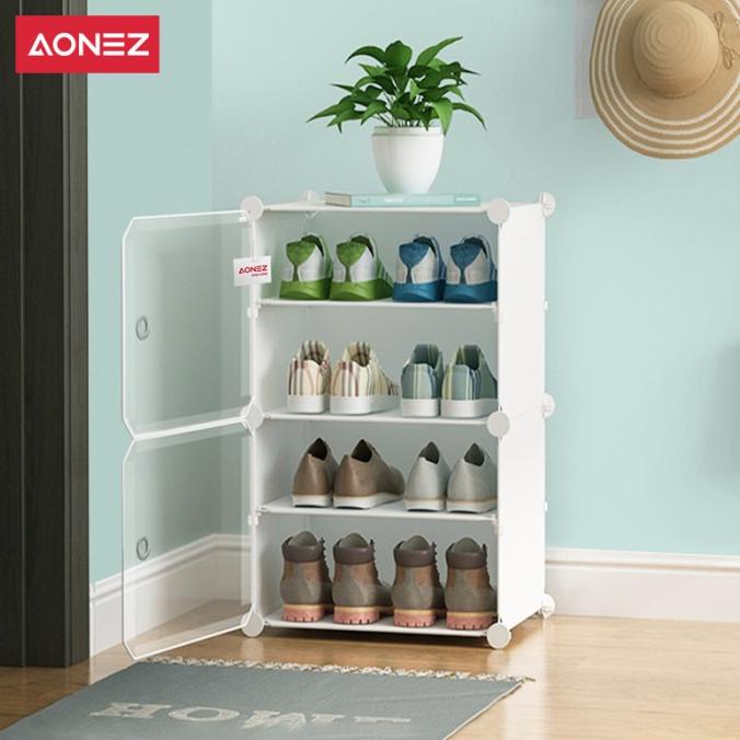 Aonez rak sepatu 4 tingkat rumah Tempat Sepatu