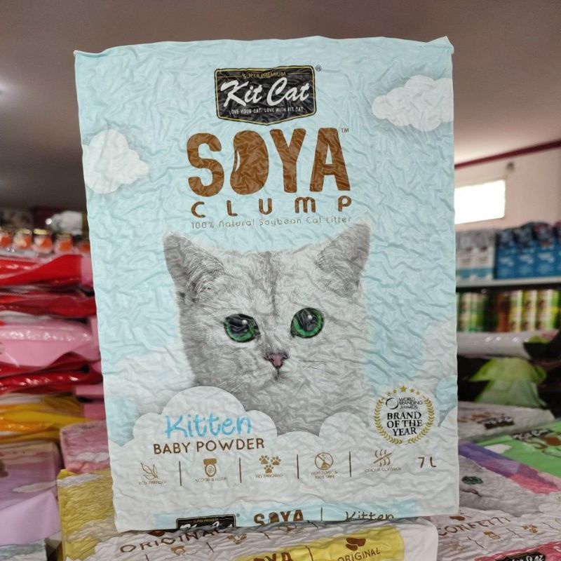 Pasir  Kit Cat tofu Soya 7 ltr Kitten Baby Powder - Pasir Kucing Wangi