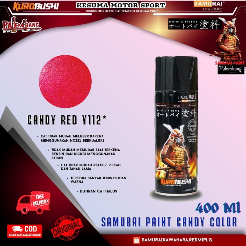 Cat Pilok Pilox Cat Semprot Samurai Paint Merah Kode Y112* Candy Red 400ml Original 100%
