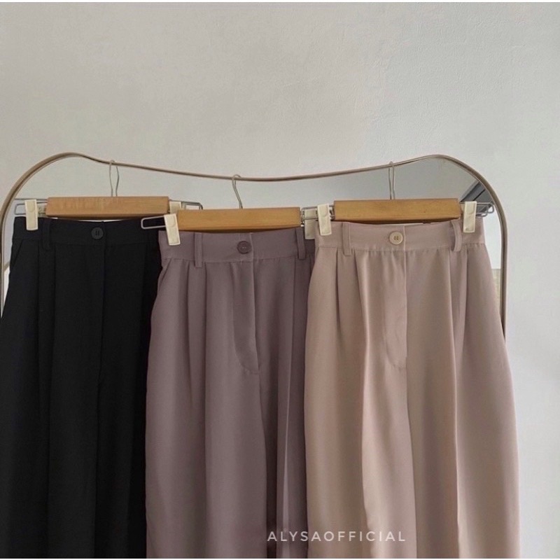 Loose Pants Trousers Celana Panjang Wanita Kulot Jumbo Highwaist Anti Kusut