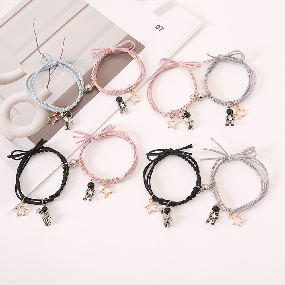 Sepasang Gelang Tali Karet Model Hollow Bintang Astronot Untuk Pasangan