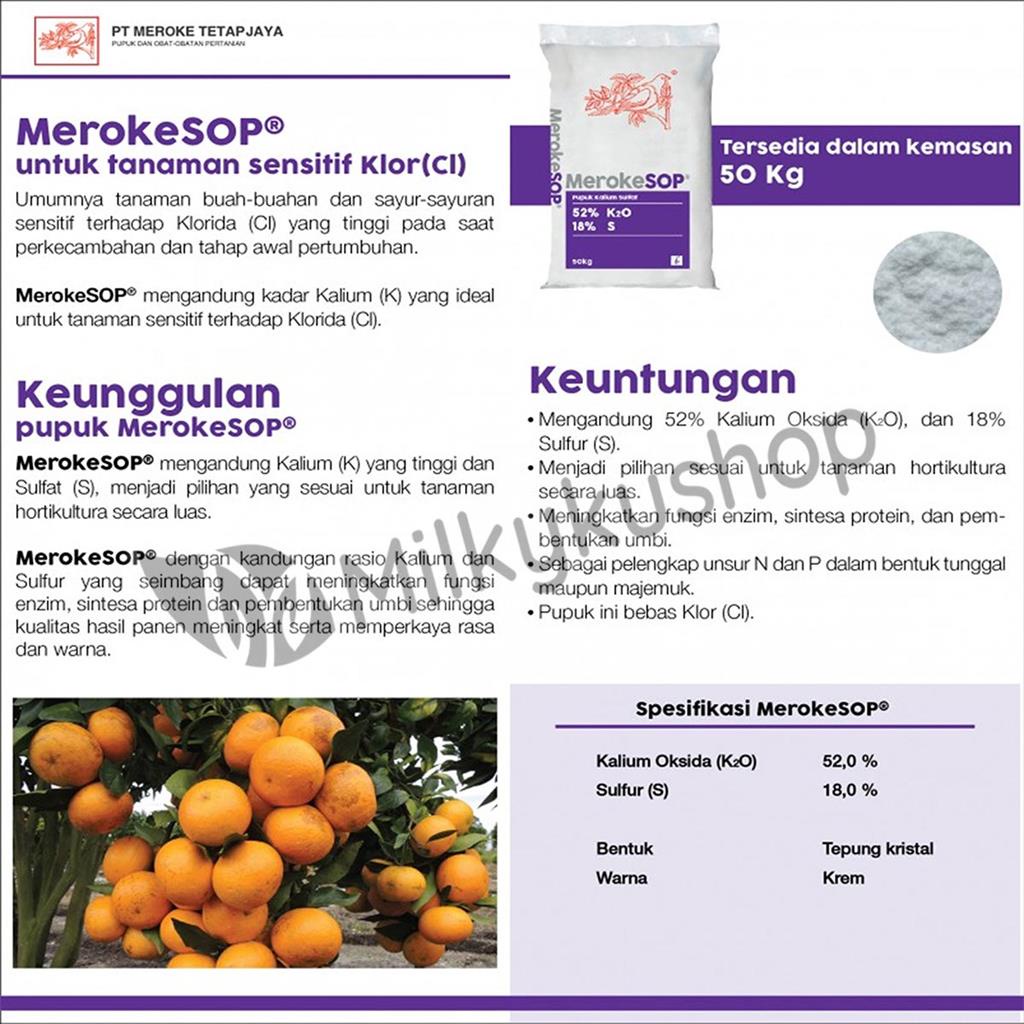 PUPUK MEROKE SOP 1 KG  KEMASAN PABRIK HIDROPONIK KALIUM SULFAT