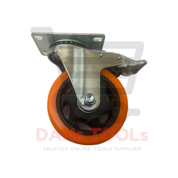 Roda PVC 5 inch Hidup Rem - Swivel Brake - Roda Etalase - Trolley