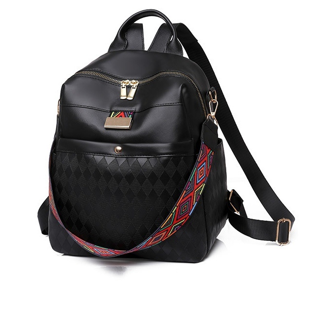 TAS RANSEL WANITA IMPORT KULIT HITAM VANESSA SEKOLAH BACKPACK GENDONG PREMIUM PUNGGUNG KULIAH KERJA KEKINIAN CEWEK TA666B5 MURAH REMAJA BATAM