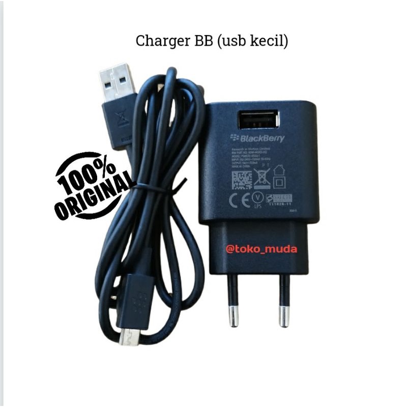 Charger casan Blackberry Micro USB Original - (BB Aurora - BB8520 - 8900- 9500 - 9700- 9780 - 9900 - Q5 - Q10 - Q20 - Z10) - ori (USB kecil)