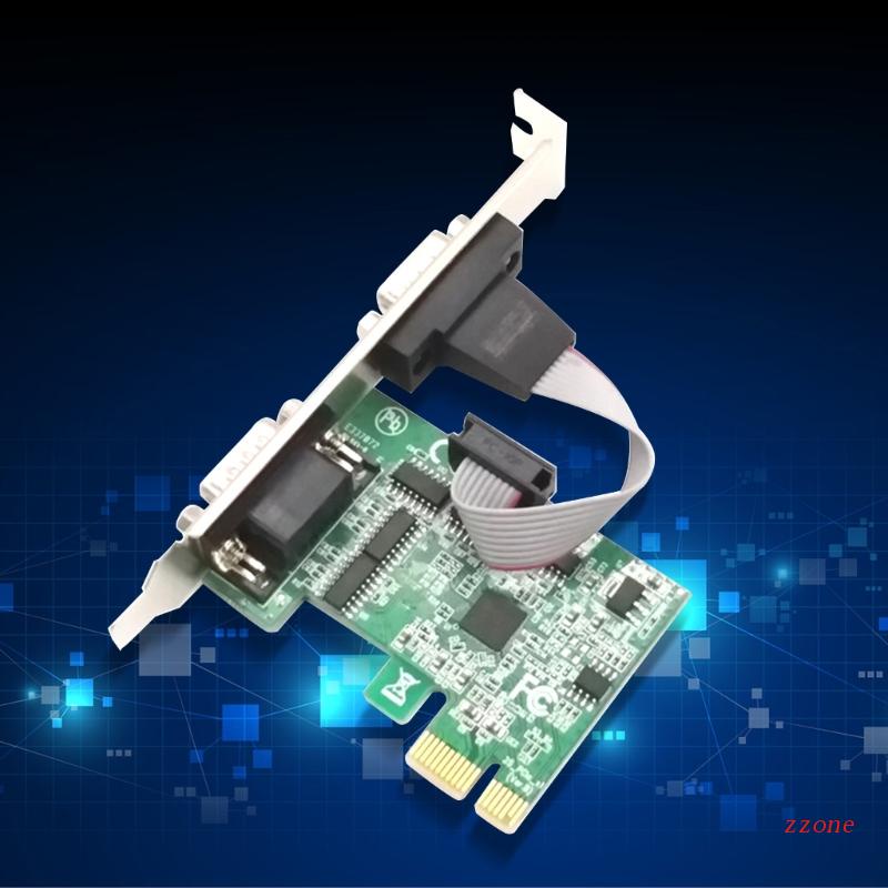 Zzz Adapter Konverter PCI-E Ke Industri DB9 x2 Serial RS232 COM Chip AX99100 25Mb