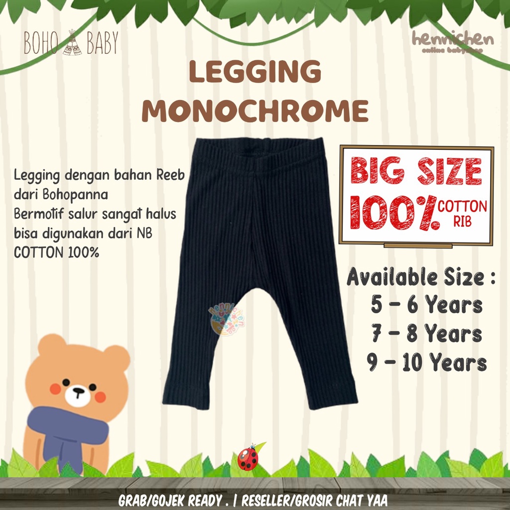 BOHOPANNA LEGGING REEB UNISEX BOHO BABY CELANA PANJANG ANAK EDISI 5 - 10 TAHUN