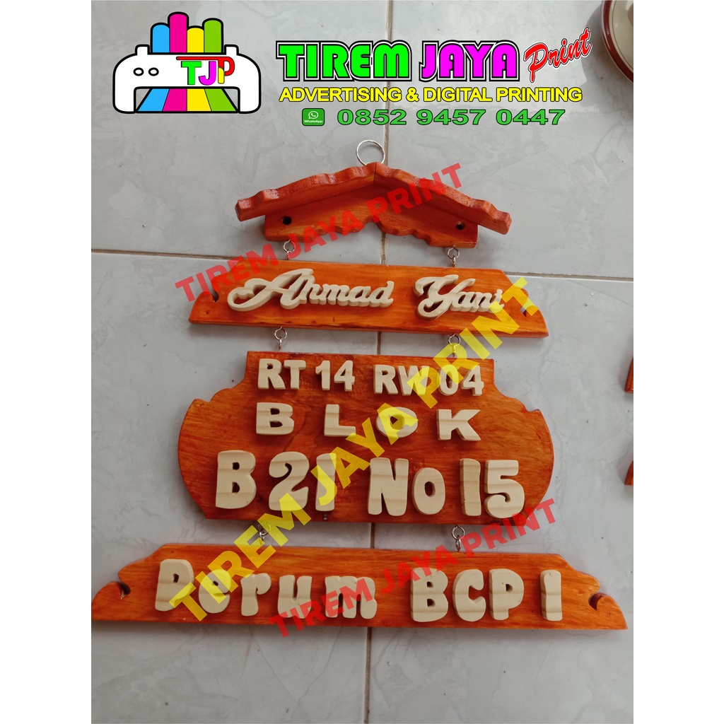 PAPAN NAMA/NOMOR RUMAH DARI KAYU/PLANG RUMAH KAYU/Produksi Langsung