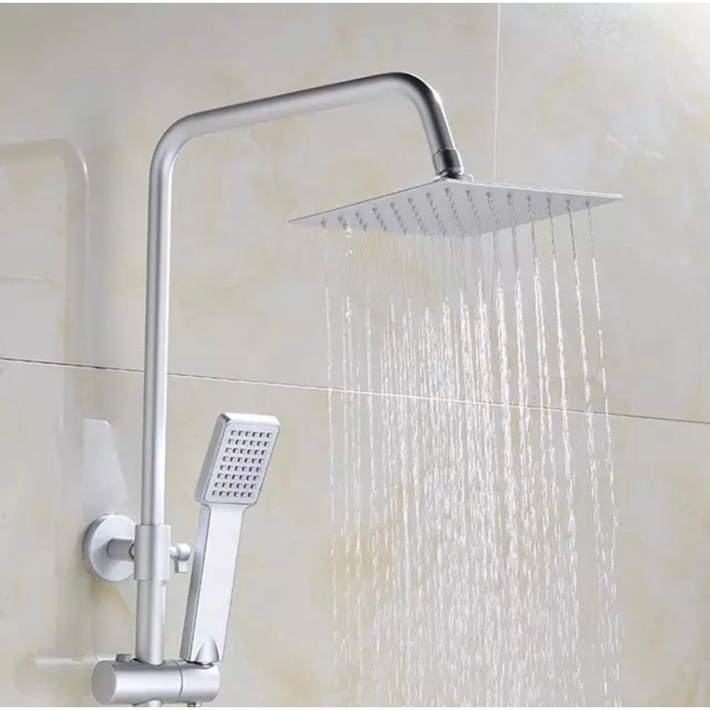 Tiang Shower Column aluminium Minimalis silver -tiang stainless keran air bathtub Panas Dingin mixer grey anti karat