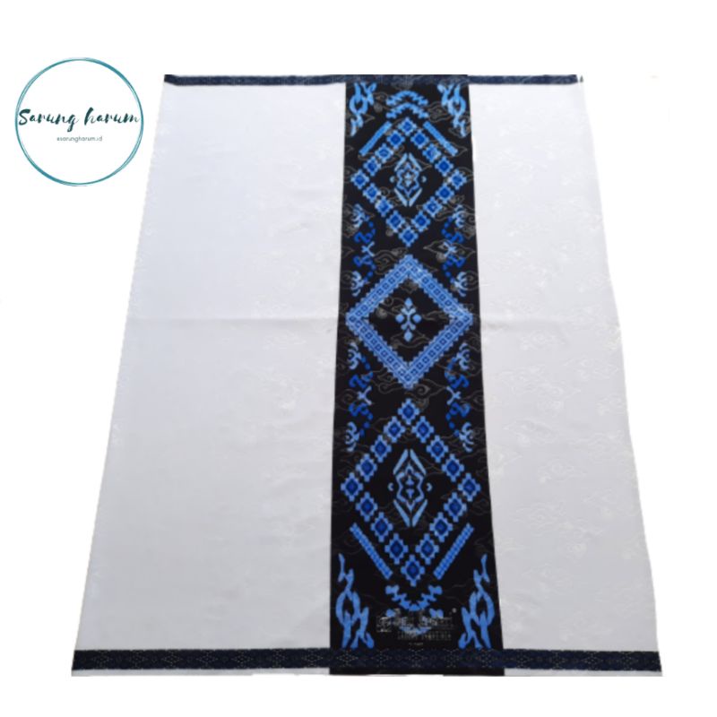 Sarung - Sarung Bali lestari - Putih tumpal biru