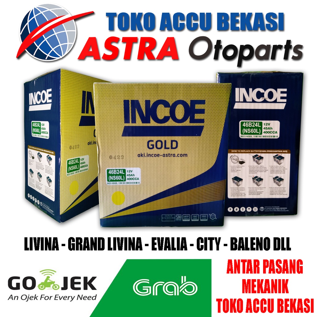 Incoe Gold NS60L Aki Mobil Livina Evalia City Baleno Grand Livina