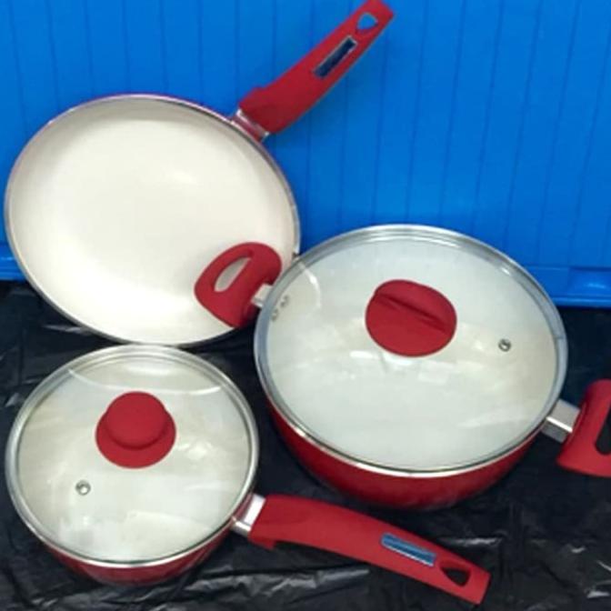 Jual Panci Set Q2 Ori Panci Keramik Ceramic 5In1 Tutup Kaca Anti Lengket Sl Murah