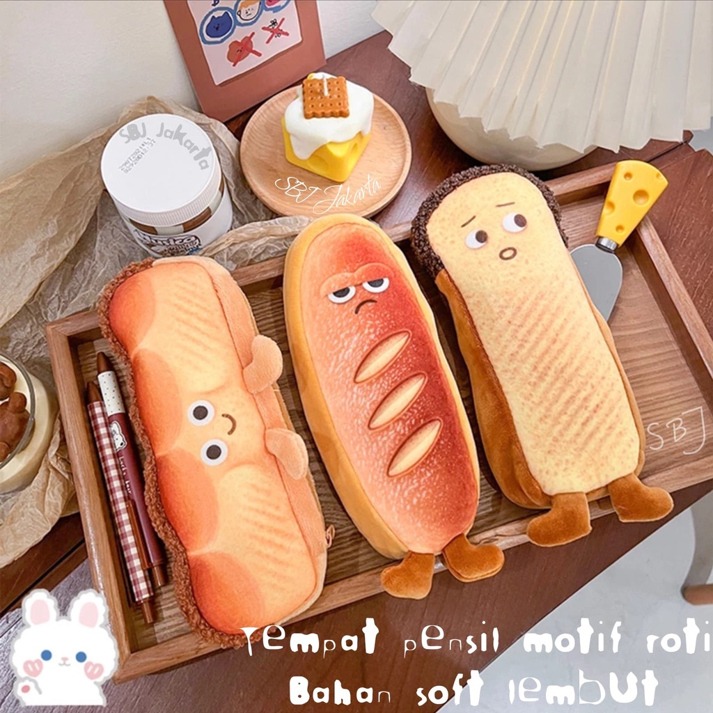 Tempat pensil kain Kotak pensil Pencil case karakter roti french toast