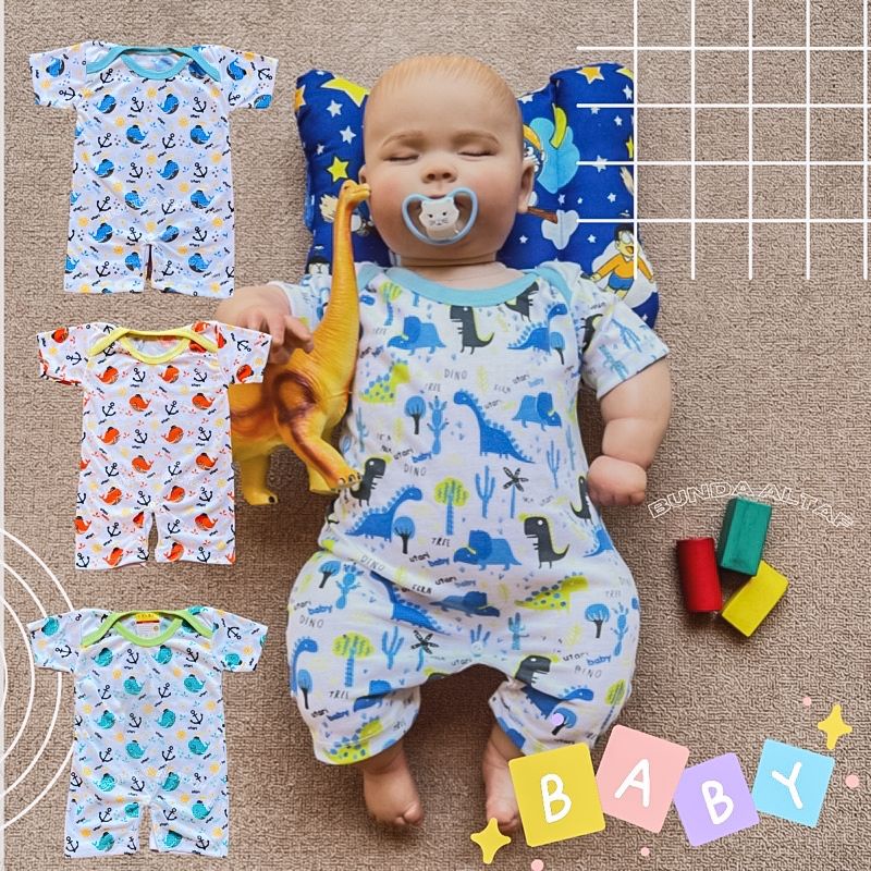 Baju Bayi Jumper Pendek / Romper Motif Utari Usia 0 - 6 Bulan