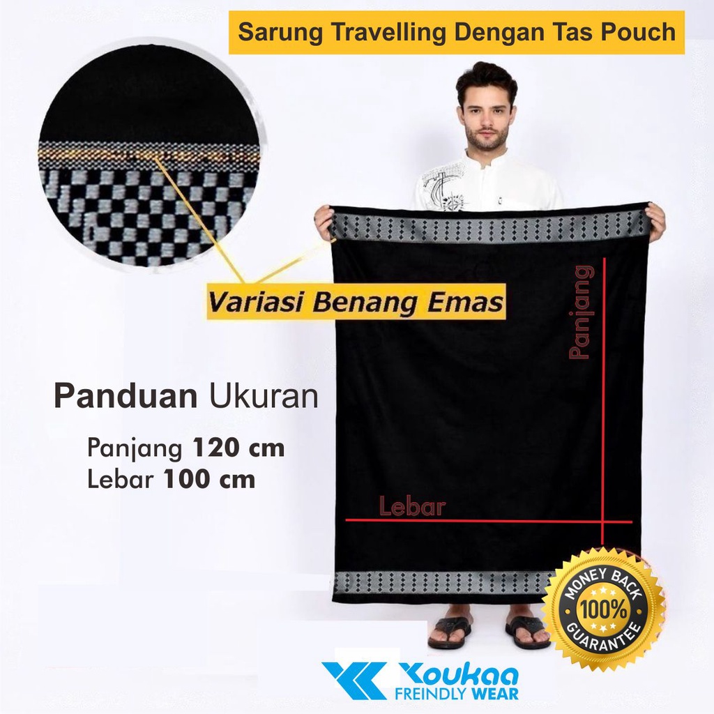 Sarung Sholat Traveling Motif Polos tenun timbul Doby Sisik Naga Kemasan Pouch