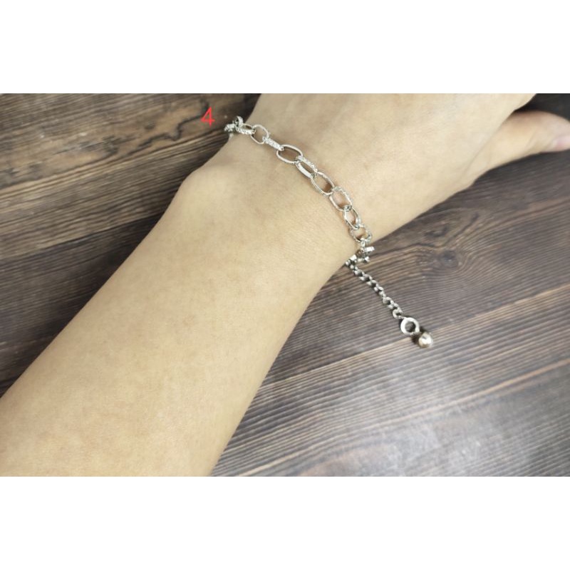 Fifi Fashion Gelang Silver Simple Model Perhiasan Lapis Emas Putih 18k GS0013