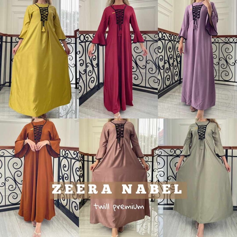 Daster Arab Zeera NABEL Long Dress Gamis Twill Premium