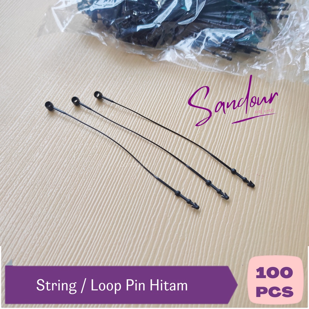 

String Loop Pin 3 Inch Hitam Isi 500 Pcs Hang Tag String Lock Sandour SPLK