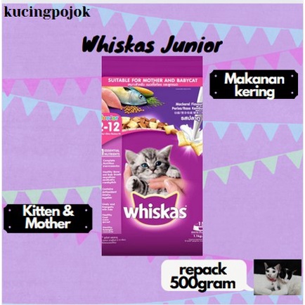 Whiskas Junior Ocean Fish Freshpack 450gram Makanan Kering Kucing Dry Foo