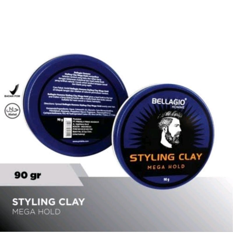 BELLAGIO HOMME STYLING CLAY  90G dan BELLAGIO POMADE // MINYAK RAMBUT BELLAGIO