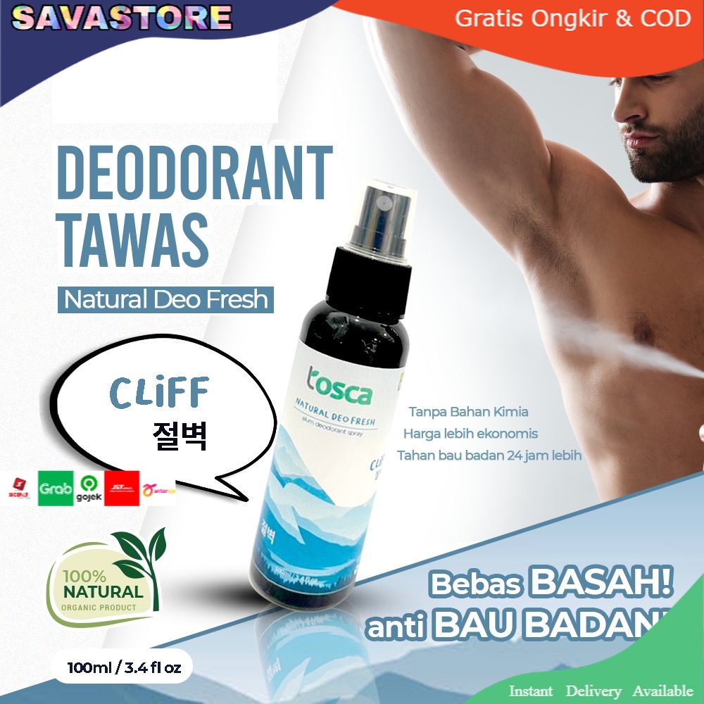 TOSCA Natural Deodorant Spray Khusus Pria 100ml deodorant tawas alami untuk laki - laki