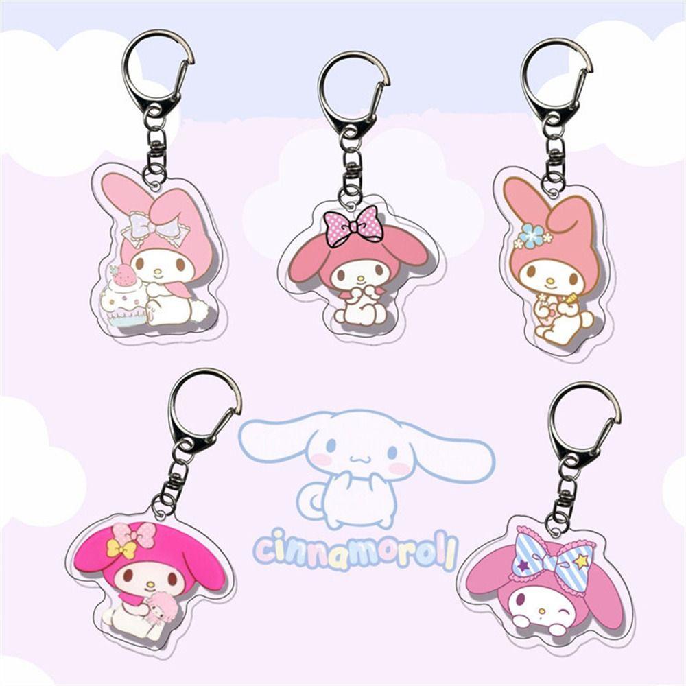 Needway Gantungan Kunci Akrilik Hadiah Siswa Lucu Gantungan Kunci Dua Sisi Melodyku Cinnamoroll Schoolbag Pendant