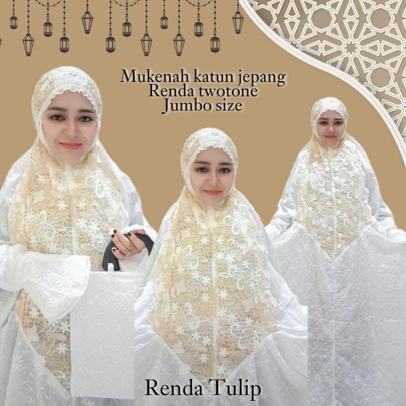 mukena katun jepang mix renda prada tuton terusan