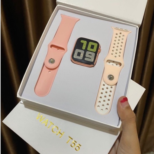 Smart watch T55 Jam Tangan Pintar Pria Wanita + 2 Tali