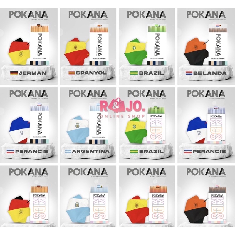 Masker Pokana Duckbill 4ply Fashion World Cup Series