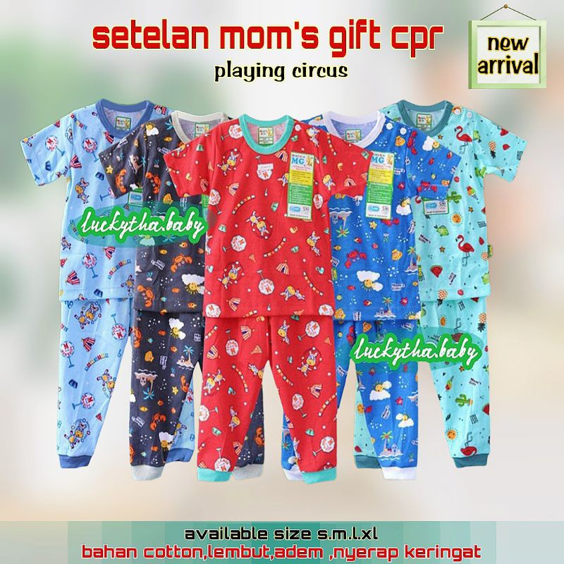setelan Mom's gift cpr motif Dino,pinguin,shark,ubur-ubur,playing circus -piyama anak momgif - piyama CPR anak laki-laki &amp; perempuan- mom's gift - setelan anak momgift CPR  playing circus