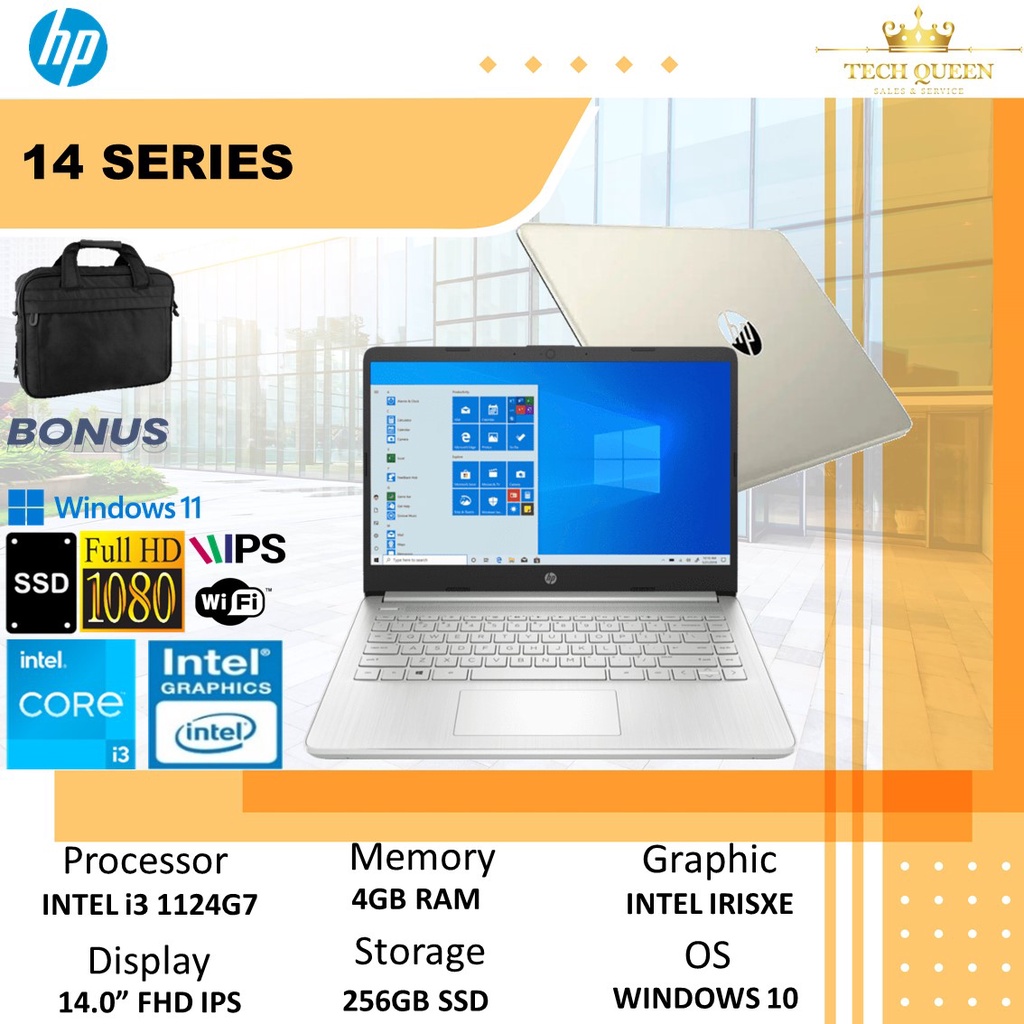 HP 14 Series Intel Core i3 Gen 11 RAM 8GB SSD 256GB Windows 10 14.0 Inchi FHD IPS