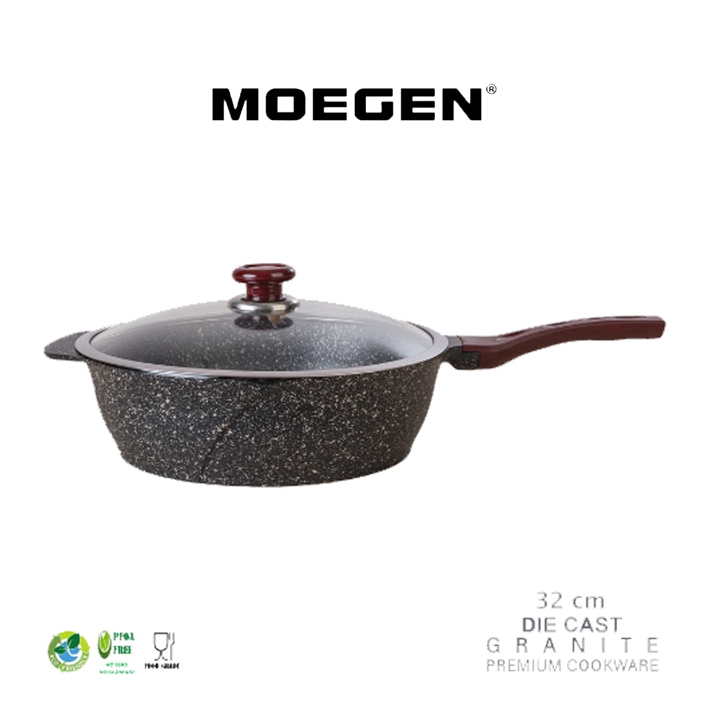 MOEGEN Germany Panci Wajan Moegen Wok Pan 32cm Granite Original + Kaca
