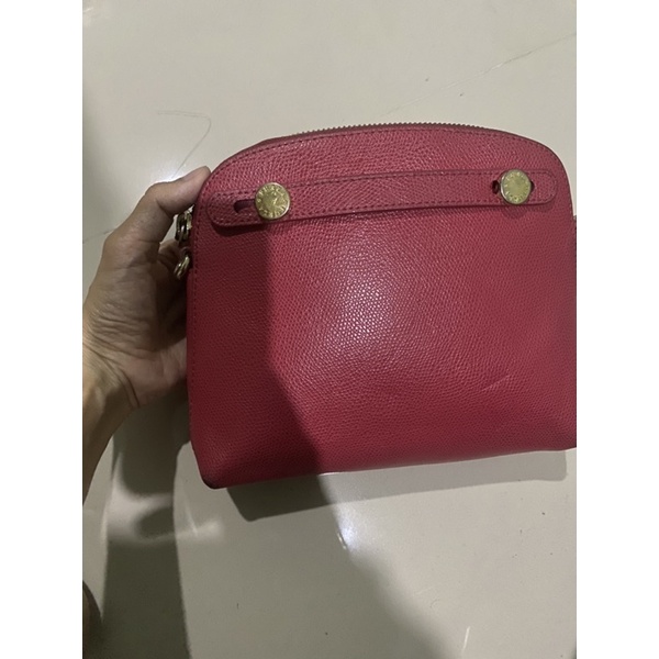 preloved Furla piper dome red