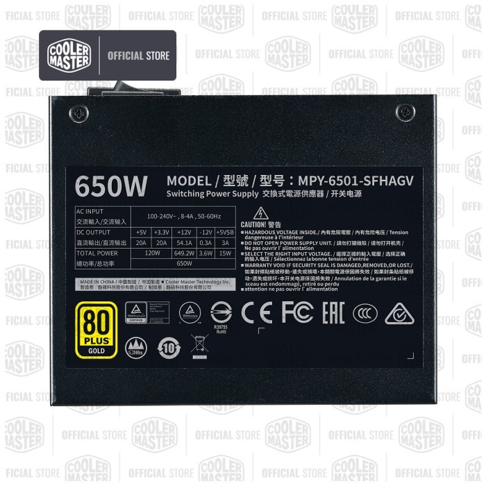 Cooler Master V650 SFX Gold 650W 80+ Gold Modular SFX Power Supply Hitam