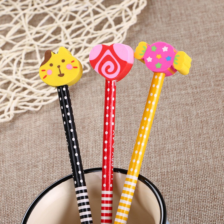 Pensil Pencil Dengan Penghapus Muka Karakter Alat Tulis Peralatan Sekolah Kantor Souvenir Stationery Stationary Kado GMALL ST0019