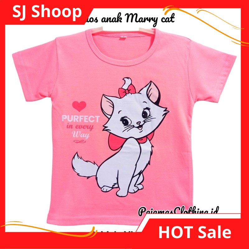 PJC-Kaos anak Motif merry cat perempuan