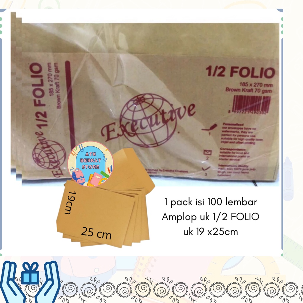 

[100pcs] Amplop Coklat ukuran 1/2 Folio F4