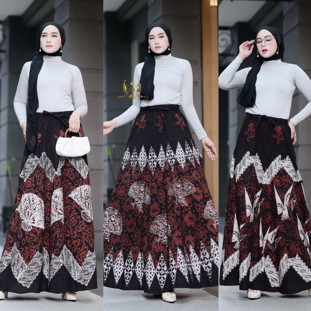 rok batik cap panjang payung jumbo rok big size bawahan wanita selling premium bahan tebal