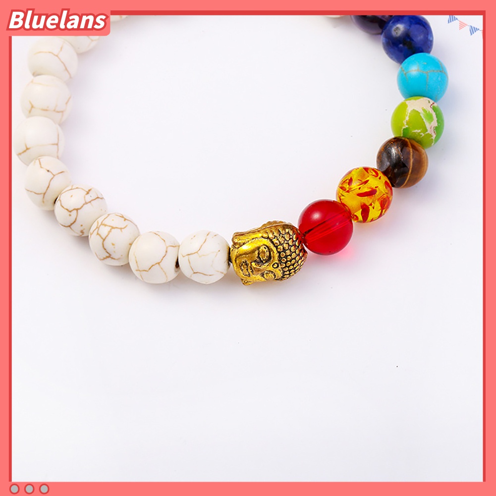 Gelang Manik-Manik Batu 7 Chakra Buddha Multicilor Untuk Yoga