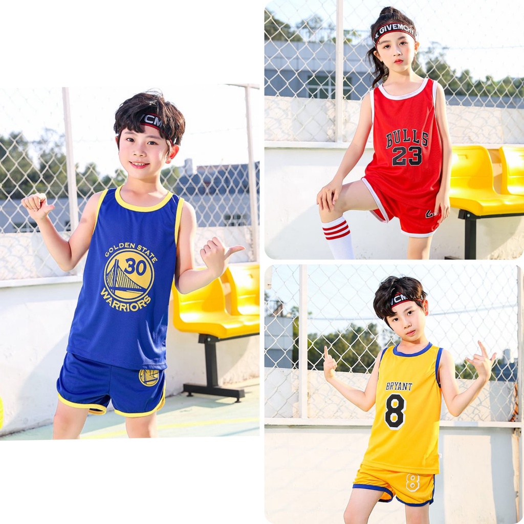 SETELAN BAJU ANAK SINGLET BASKET UNTUK ANAK 2-10 TAHUN