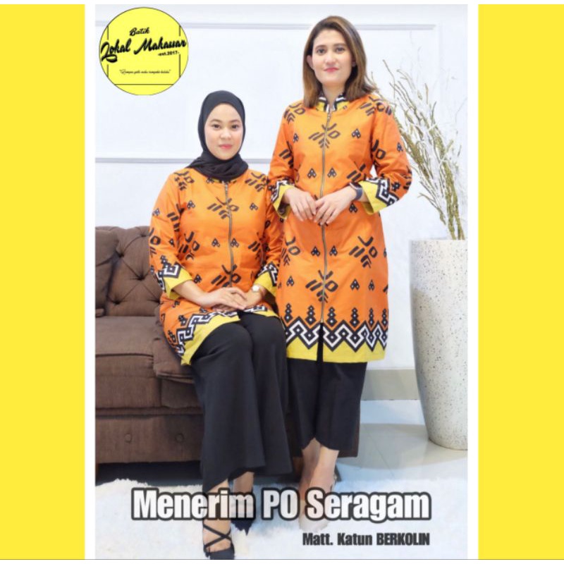 Batik Tunik Cewek Motif Lontara - Batik LONTARA Makassar