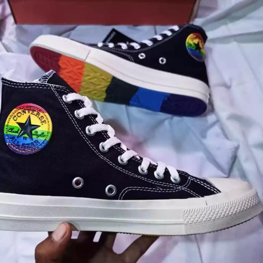 ✾✱ SEPATU SNEAKERS PRIA/WANITA CONVERSE2021 ALL STAR BLACK RAINBOW PREMIUM HIGH QUALITY TERBARU TERL