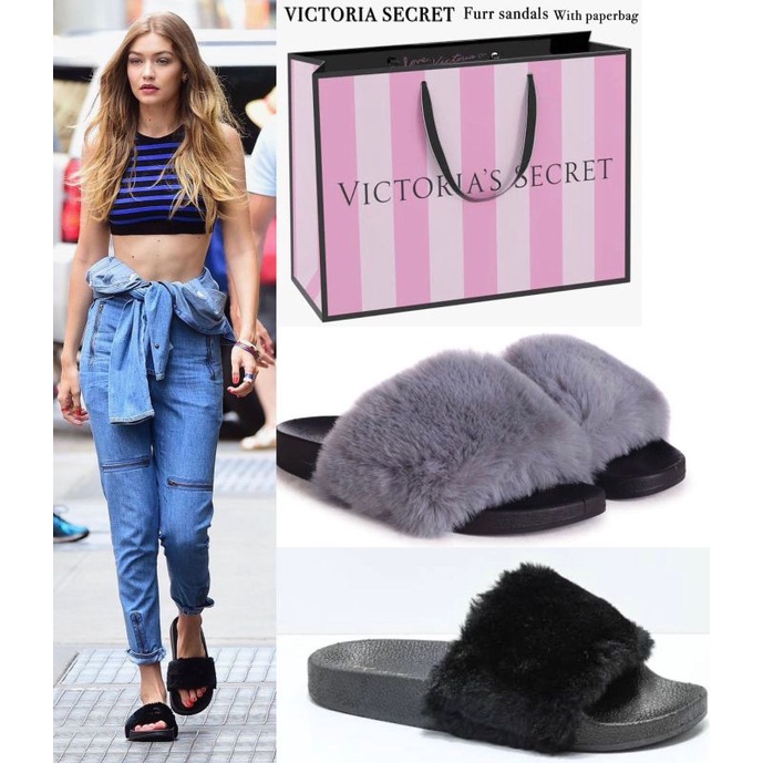 Furr sandals comfy dapat paperbag