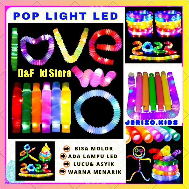 VIRAL Mainan Anak Light Up Pop Pipes LED / Fidget Pop Tubes Sensory Toys/Pop light mainan anak led Termurah