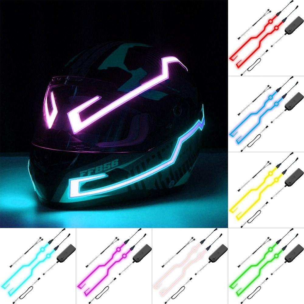 QUINTON Lampu Helm Motor 1set Fashion Tahan Lama Helm Led Strip Cold Light Film Motor Cold Light Modifikasi Stiker Helm Aksesoris Dekorasi Reflektor Film