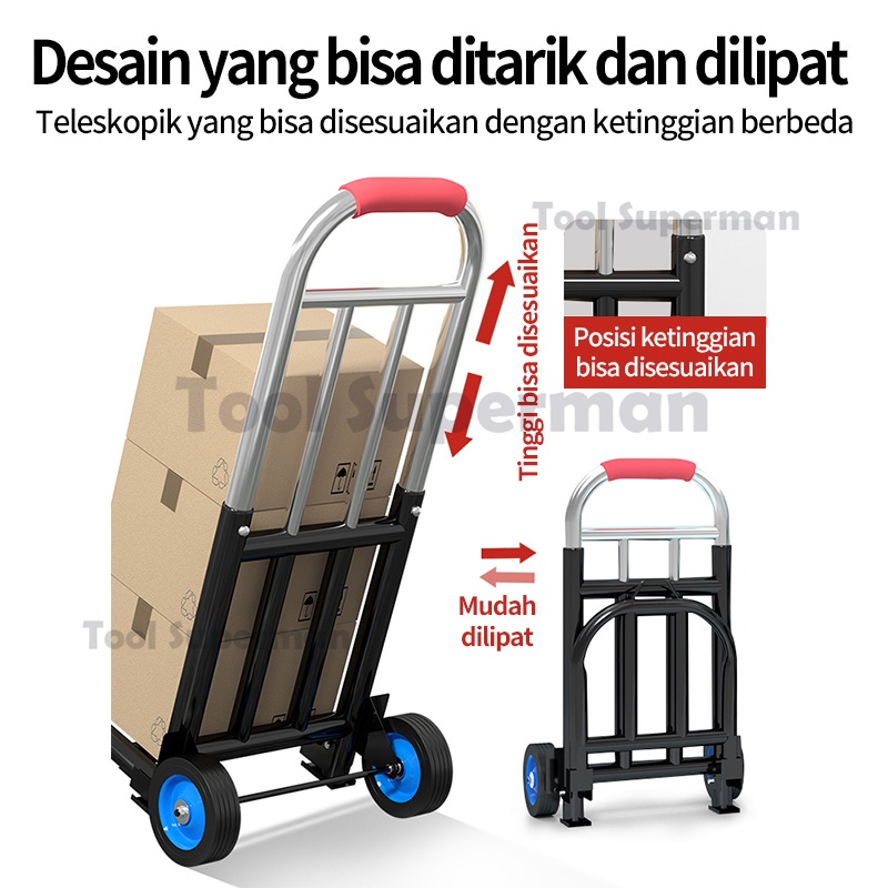 Tool superman Keranjang Serbaguna, Keranjang Belanja, Keranjang Belanja, Keranjang Angkut Lipat, mudah dibawa, 2 roda, pegangan spon lebih lebar, troli lipat dengan harga grosir